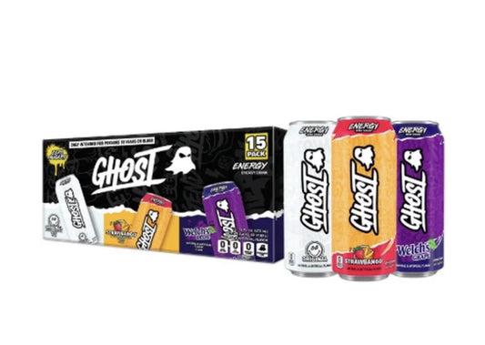 GHOST Energy Drink Variety Pack Zero Sugar 200mg Caffeine 15 x 16oz Cans0