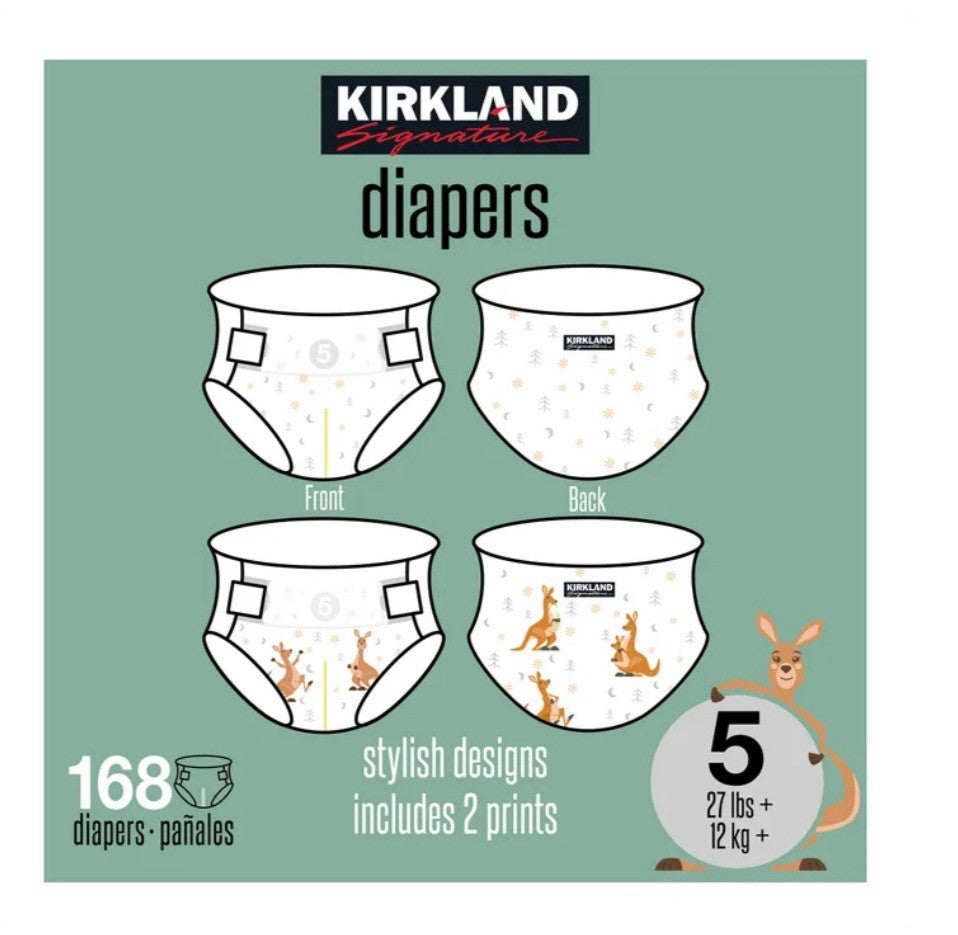 Kirkland Signature Baby Diapers Size 5 (27+ lbs) 168 Count - New & Sealed2