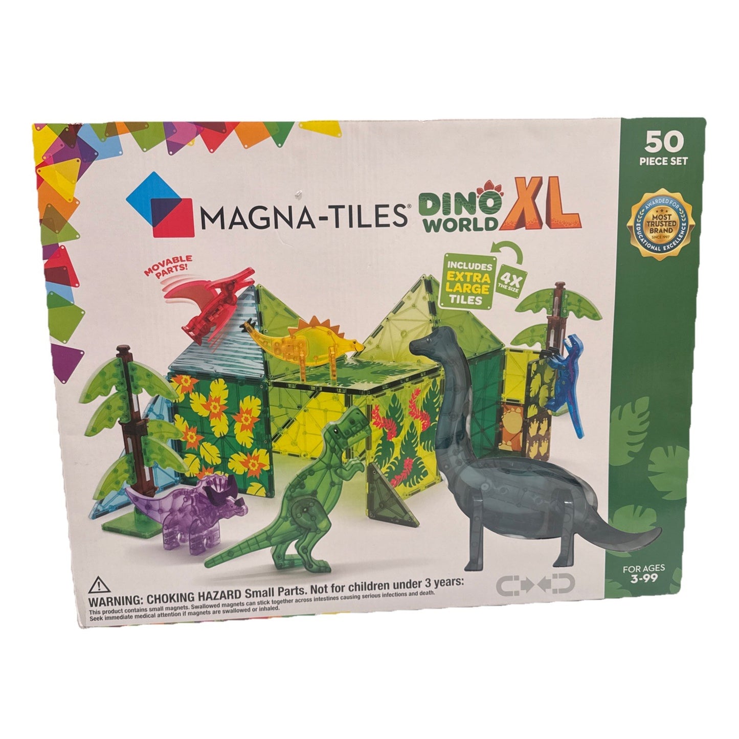 Magna-Tiles Dino World XL 50 Piece Set Magnetic Building Tiles Dinosaurs0