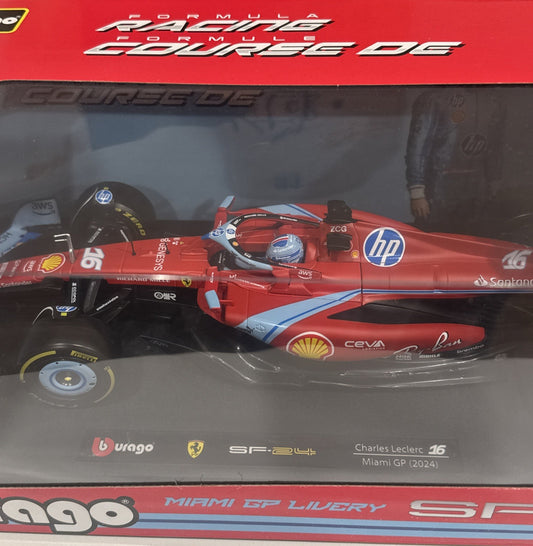 Bburago Ferrari F1 1:18 Charles Leclerc Miami GP 2024 Diecast Model Car 1
