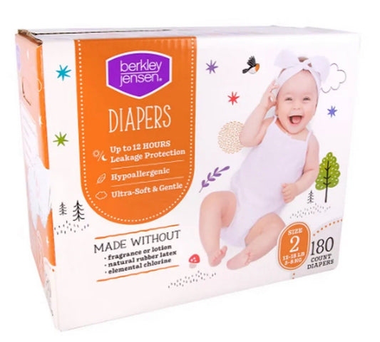 Berkley Jensen Diapers Size 2 (12-18 lbs) 180 Count - NEW0