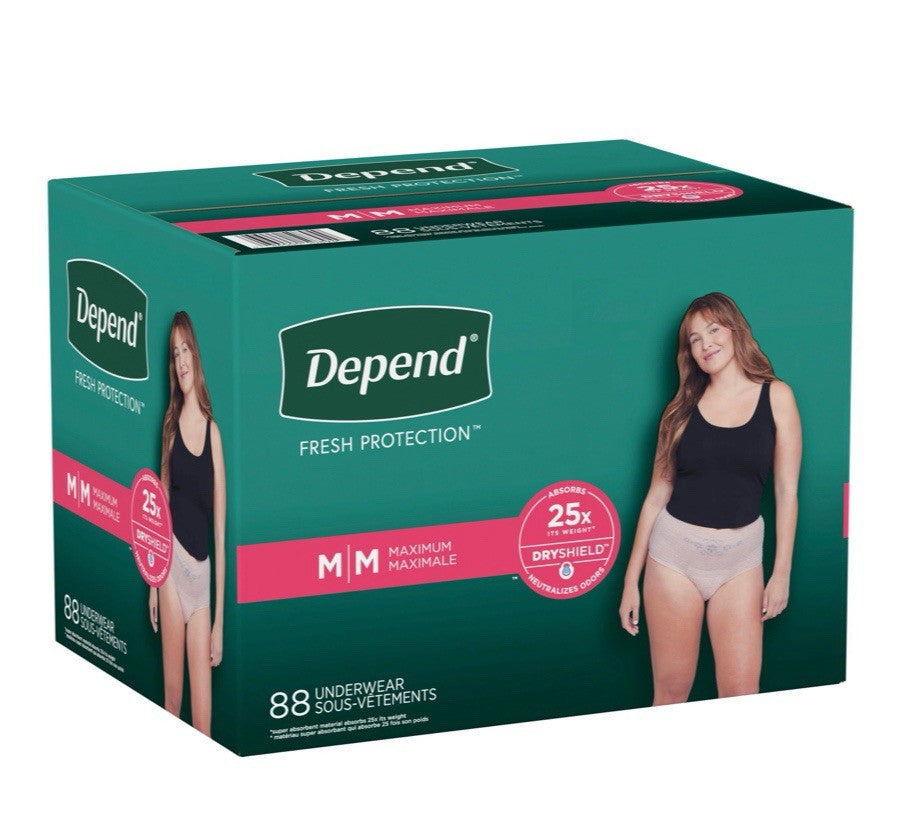 Depend Fresh Adult Incontinence & Postpartum Women’s Size M, 88 Count - NEW0