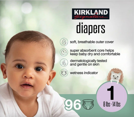 Kirkland Signature Baby Diapers Size 1 (8-14 lbs) 96 Count - New & Sealed0