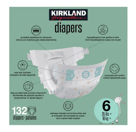 Kirkland Signature Baby Diapers Size 6  (35+ lbs) 132 Count - New & Sealed1