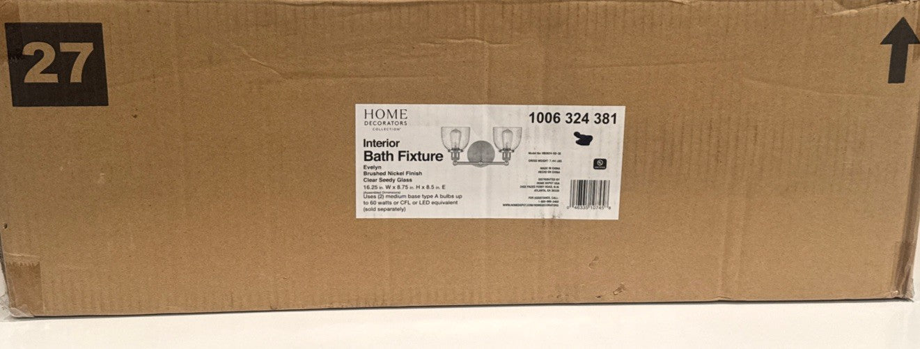 Home Decorators Evelyn 2-Light Bath Vanity Light Brushed Nickel Clear Glass3