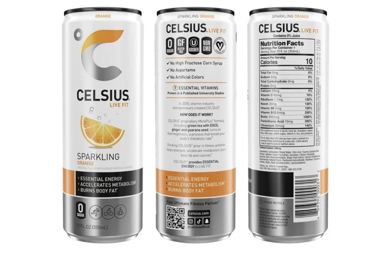 CELSIUS Sparkling Orange Energy Drink 12oz Cans | 12 Pack | Sugar Free1