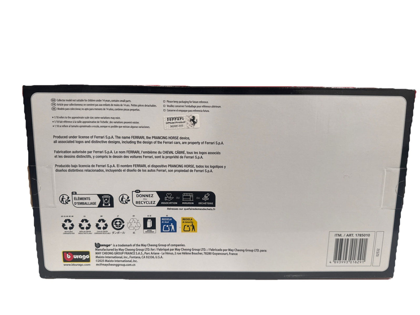 Bburago Ferrari F1 1:18 Charles Leclerc Miami GP 2024 Diecast Model Car 3