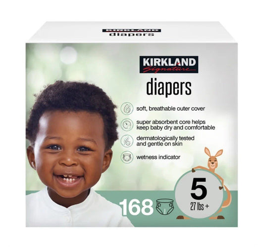 Kirkland Signature Baby Diapers Size 5 (27+ lbs) 168 Count - New & Sealed0