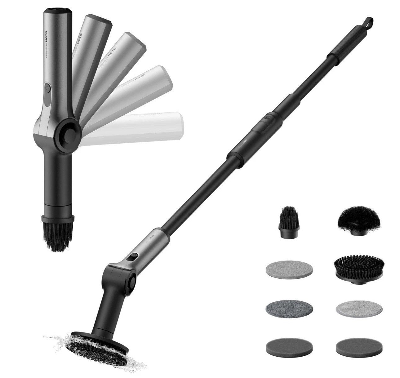 HOTO Flexi Cordless Spin Scrubber Electric Cleaning Brush 8 Heads2