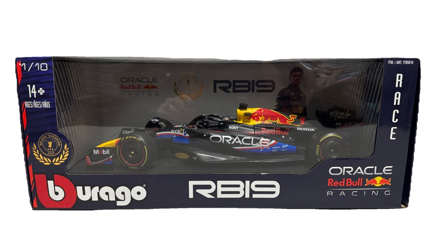 Bburago 1:18 Oracle Red Bull RB19 F1 Max Verstappen Austin GP Diecast0