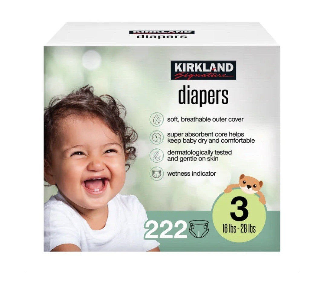 Kirkland Signature Baby Diapers Size 3 (16-28 lbs) 222 Count - New & Sealed0