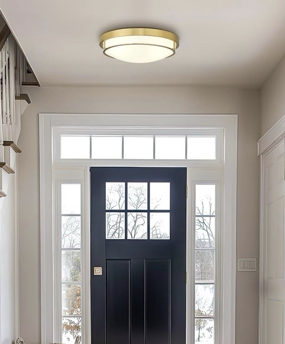 Flush Mount Ceiling Light Gold 2-Light 16” Modern Fixture Hallway Kitchen2