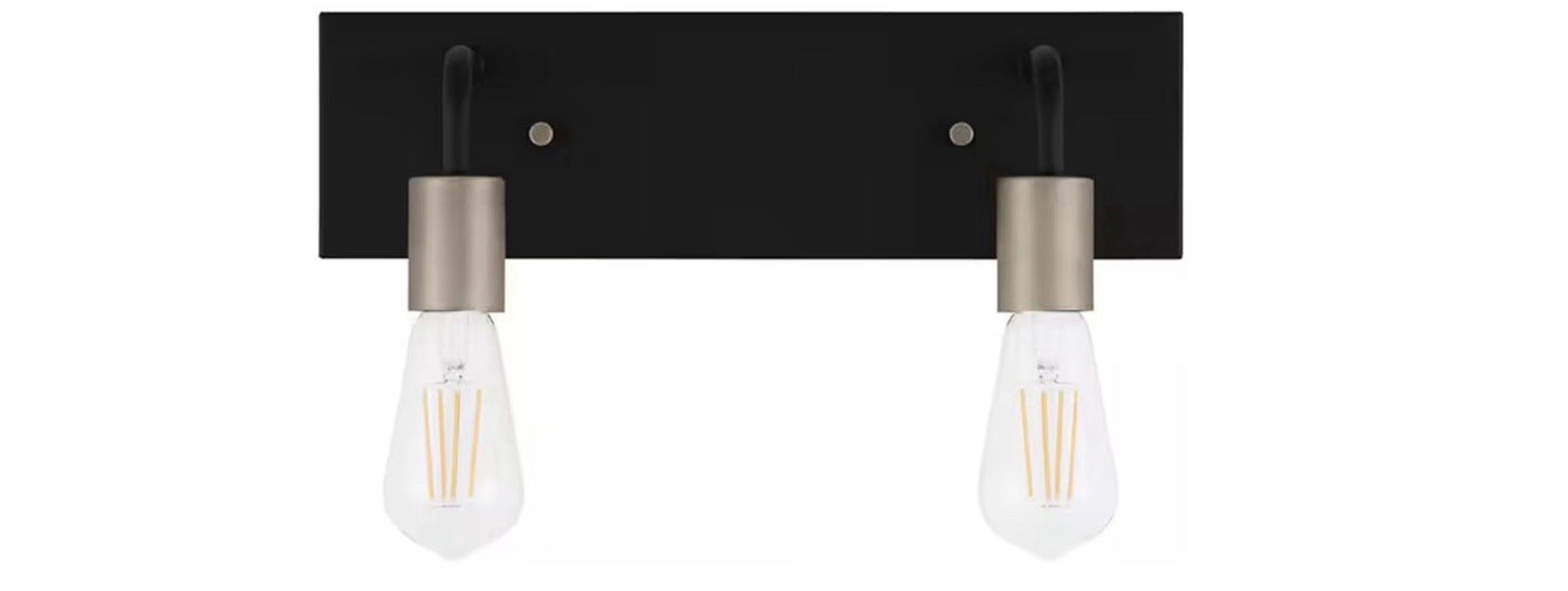 Hampton Bay 2-Light Vanity Bathroom Wall Light Matte Black Bronze 14.58”0
