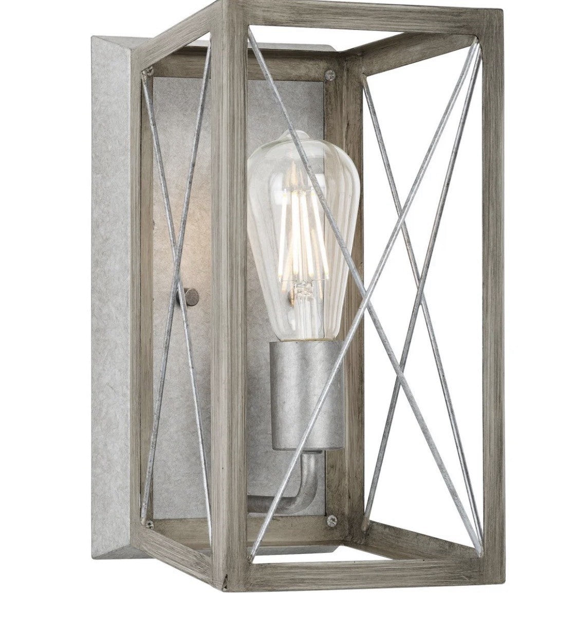 Progress Lighting Briarwood Farmhouse Wall Sconce Galvanized Wood 1 Light0