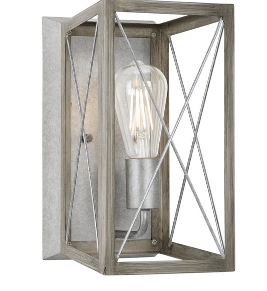Progress Lighting Briarwood Farmhouse Wall Sconce Galvanized Wood 1 Light0