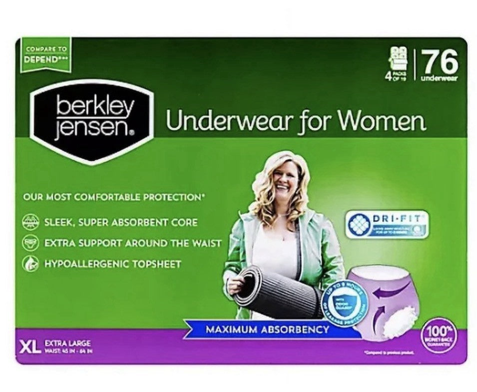 Berkley Jensen Women's Incontinence Underwear - XL, 76 Count -Maximum Absorbency0