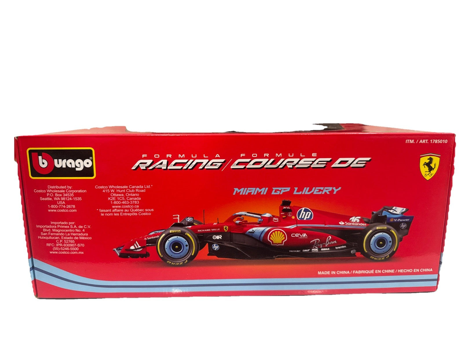 Bburago Ferrari F1 1:18 Charles Leclerc Miami GP 2024 Diecast Model Car 2