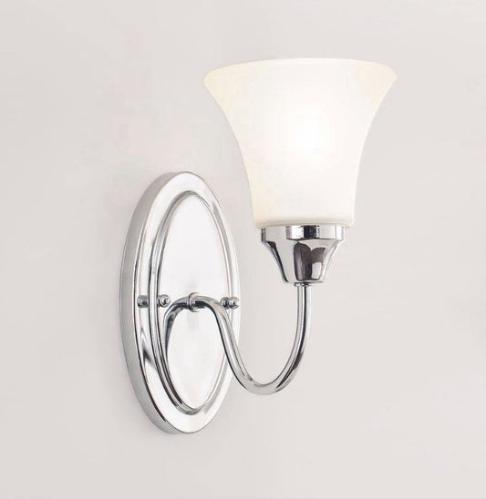 Generation Lighting 1-Light Wall Sconce Chrome White Glass Bathroom Light0