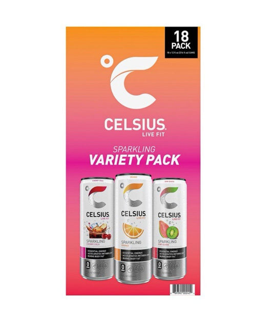 Celsius Live Fit Sparkling Energy Drink, Variety Pack, 12 Fl Oz  (Pack of 18)1