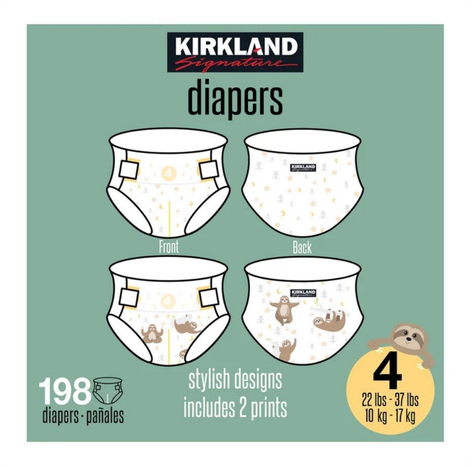 Kirkland Signature Baby Diapers Size 4 (22-37 lbs) 198 Count - New & Sealed2