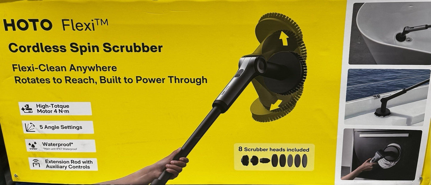HOTO Flexi Cordless Spin Scrubber Electric Cleaning Brush 8 Heads0