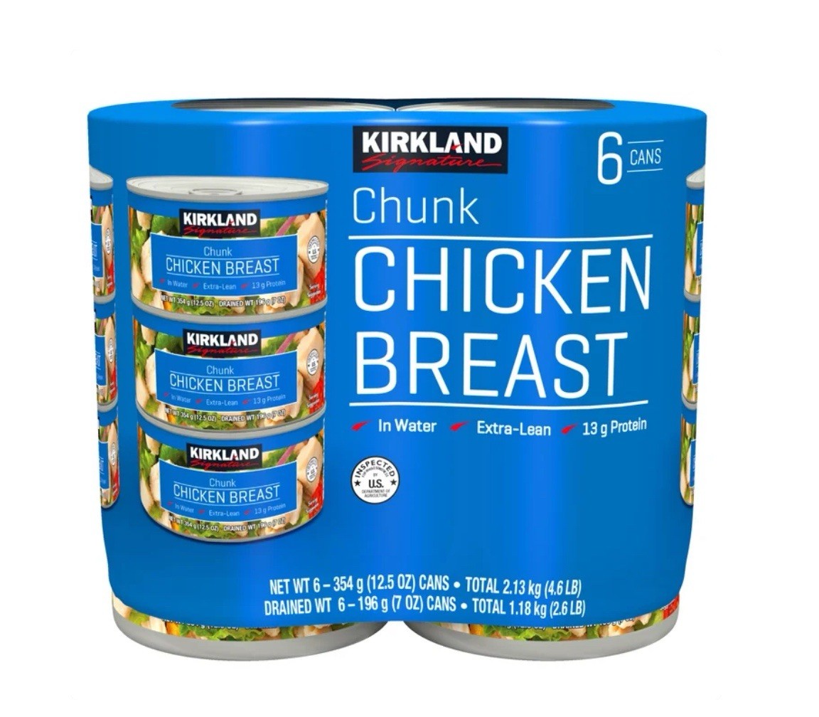 Kirkland Signature, Chunk Chicken Breast, 12.5 oz, 6-Count, In Water,13g Protein0