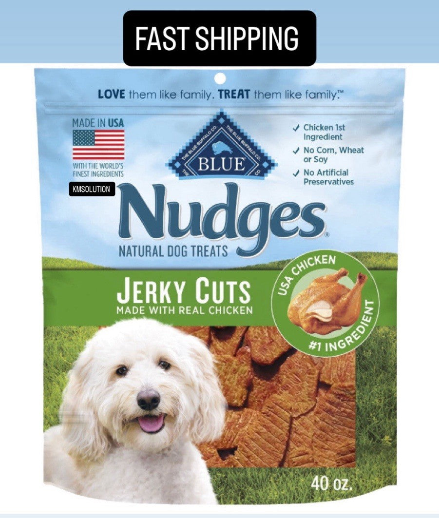 Blue Buffalo Nudges Natural Chicken Flavored Jerky Cut Dog Treats, 40 oz.- NEW0