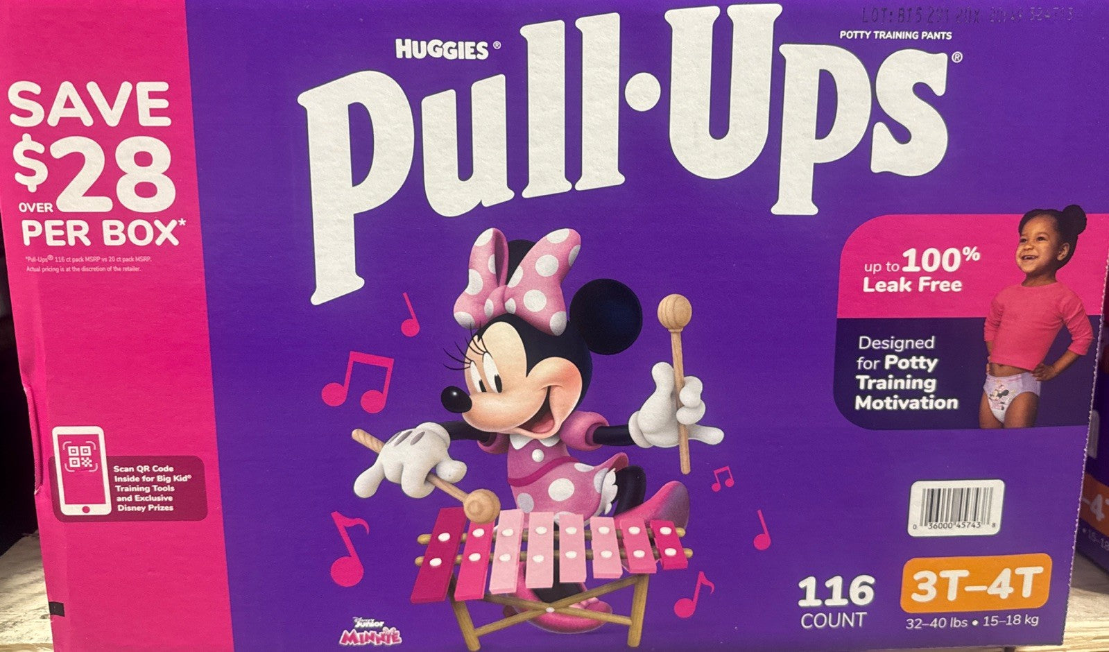 Huggies Pull Ups Training Pants for Girls Size 3T/4T (32-40 lbs) 116 Count - NEW0