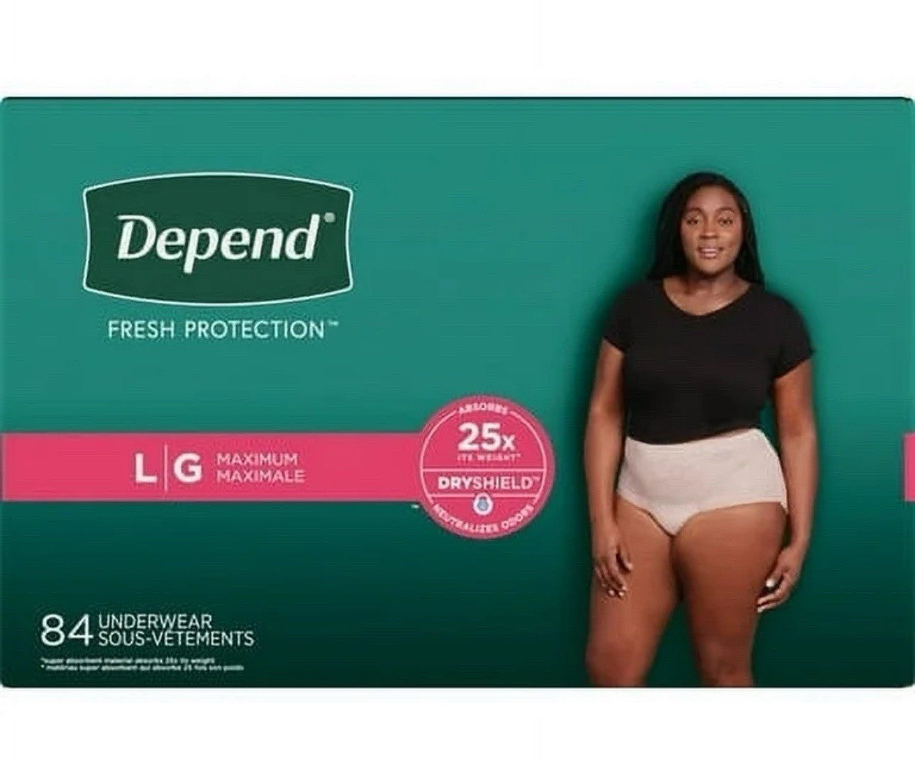 Depend Fit-Flex Incontinence & Postpartum Underwear for Large Women 84 Count0