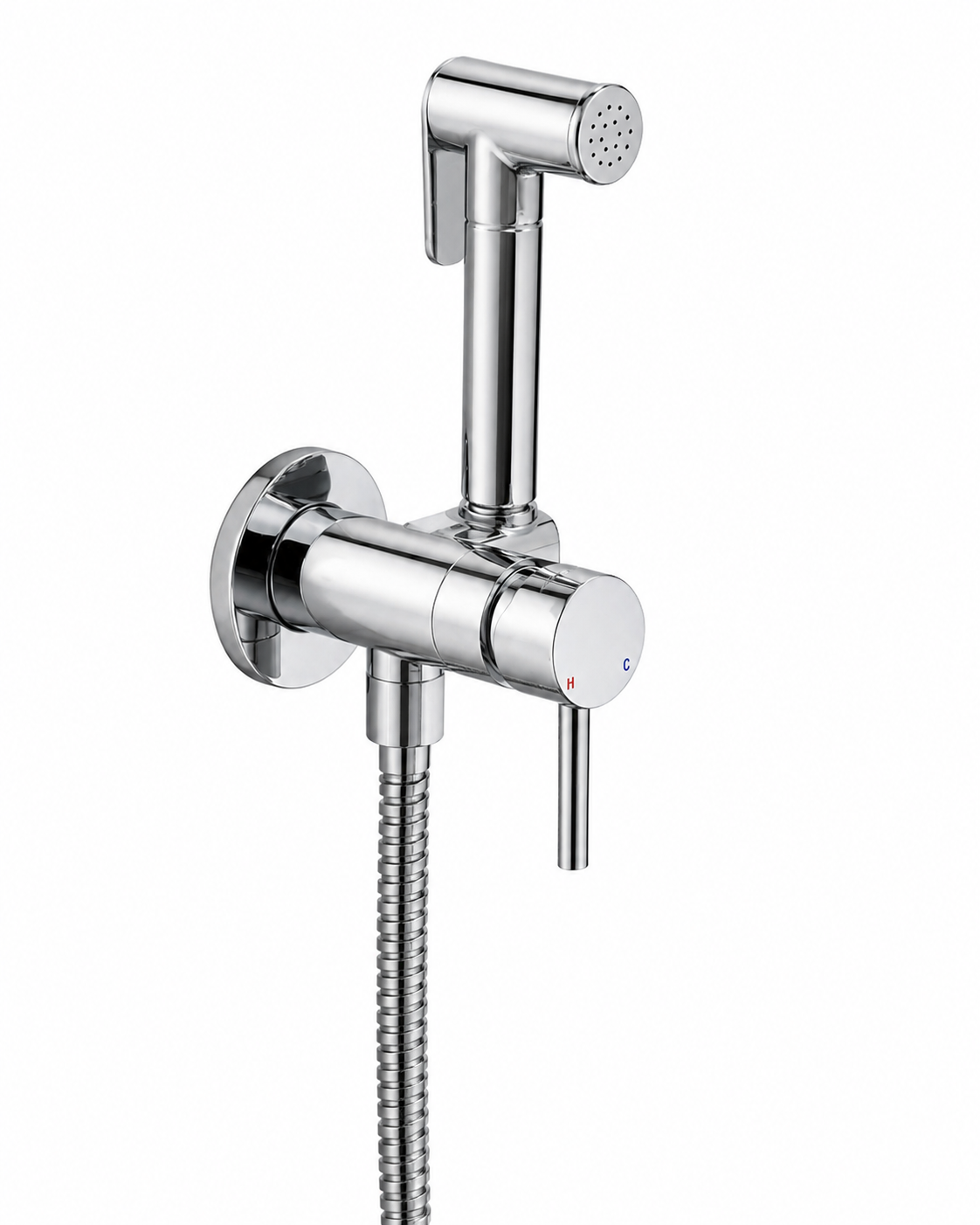 Wall Mount Handheld Bidet Sprayer Kit Chrome Single Handle Hot and Cold Water Mixer Valve Set