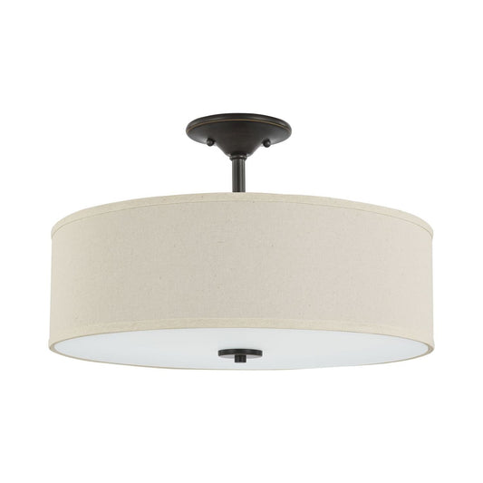 Inspire Collection Antique Bronze Three-Light 18" Semi-Flush Mount