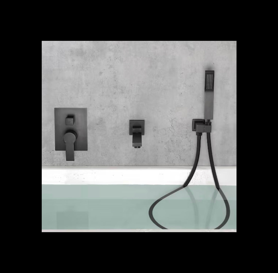 Shamanda Matte Black Wall Mount Tub Filler Faucet - 180° Swivel Spout & Handheld Shower System with cUPC Valve