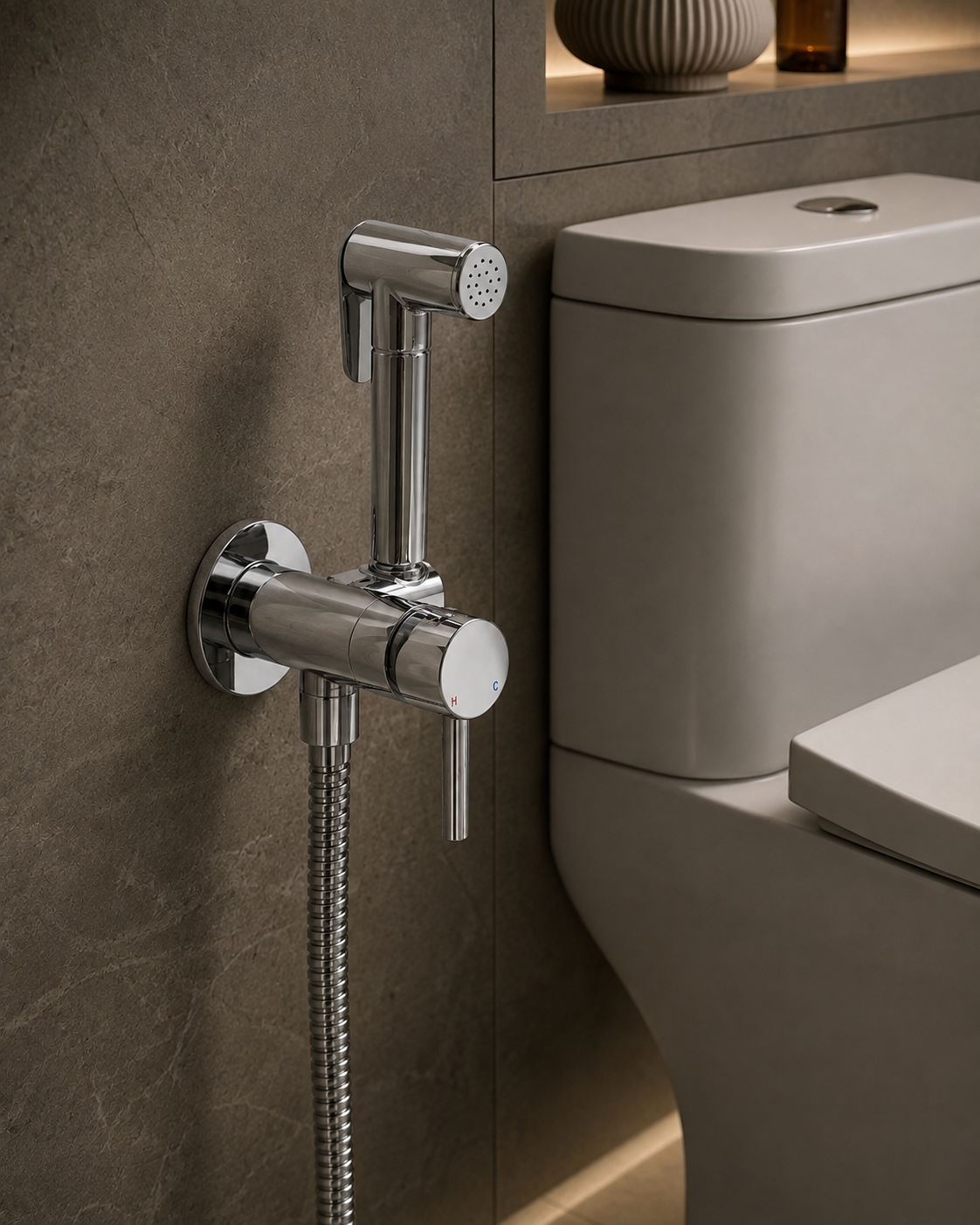 Wall Mount Handheld Bidet Sprayer Kit Chrome Single Handle Hot and Cold Water Mixer Valve Set