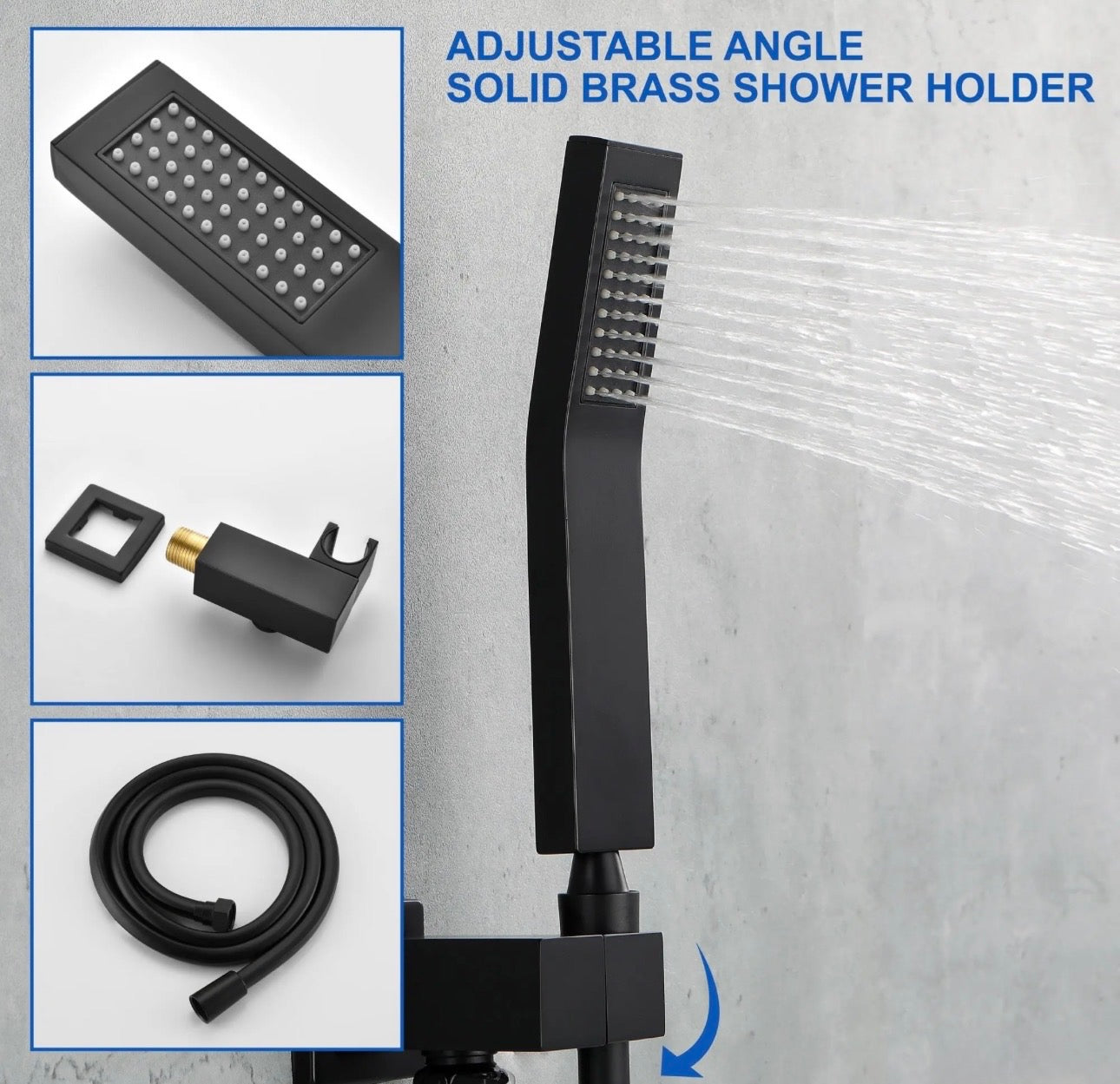 Shamanda Matte Black Wall Mount Tub Filler Faucet - 180° Swivel Spout & Handheld Shower System with cUPC Valve
