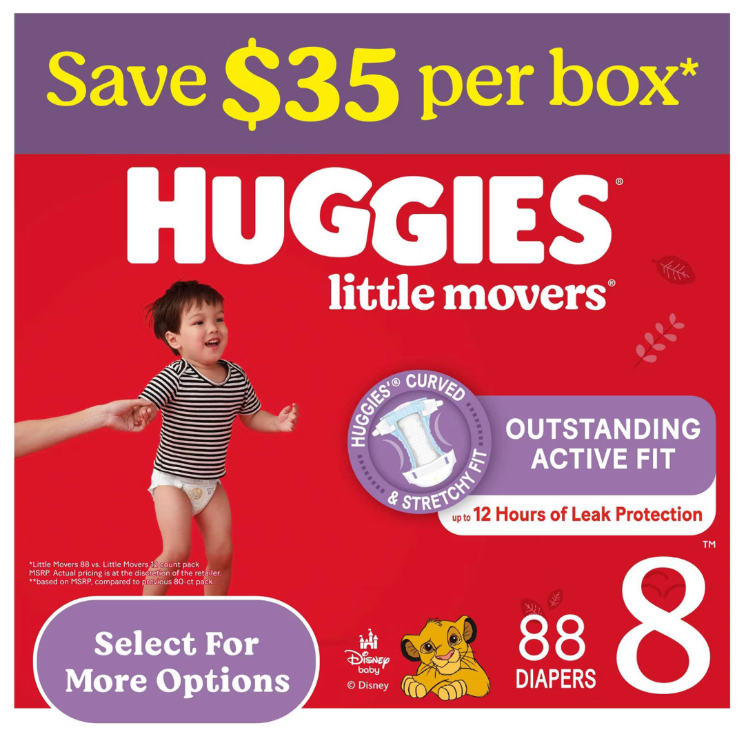 Huggies Diapers - Little Snugglers & Little Movers (Multiple Sizes)