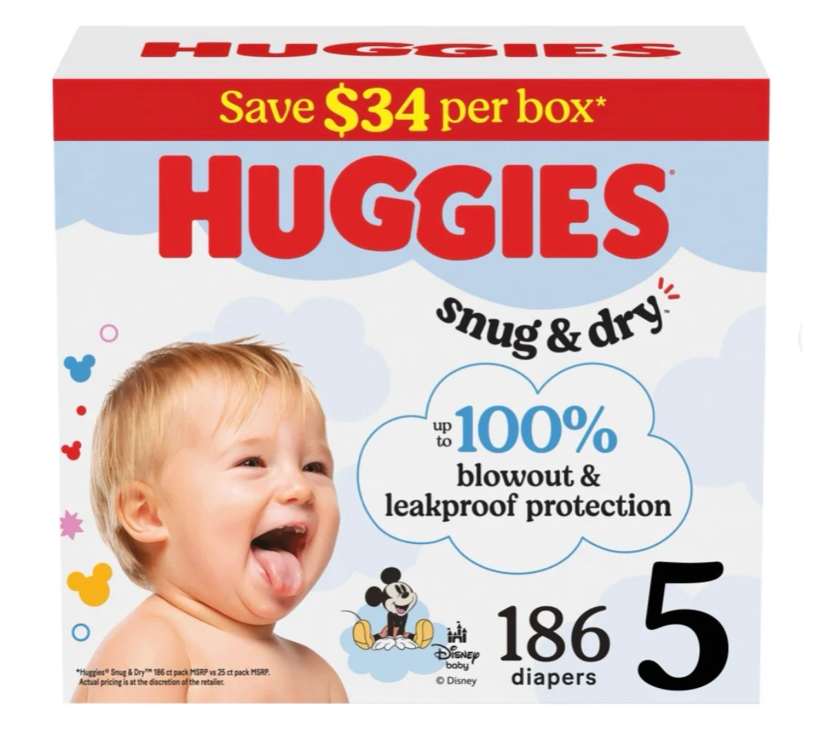Huggies Snug & Dry Baby Diapers Size 3-7 Bulk Pack - Choose Your Size