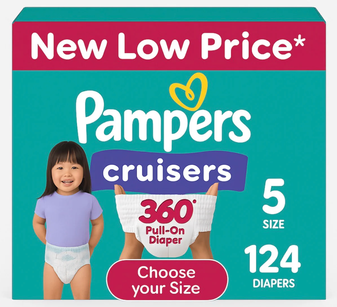 Pampers Cruisers 360° Fit Pull-On Diapers Bulk Value Box Sizes 4-7 - Choose Your Size