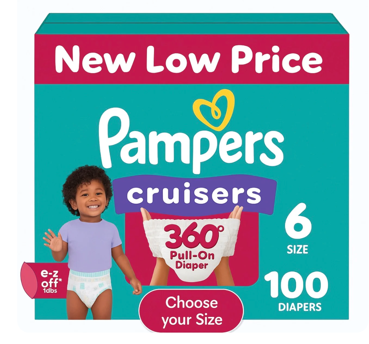 Pampers Cruisers 360° Fit Pull-On Diapers Bulk Value Box Sizes 4-7 - Choose Your Size