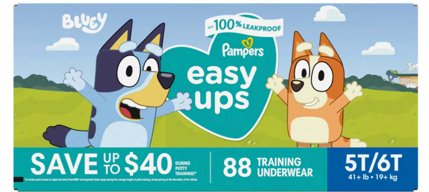 Pampers Easy Ups Bluey Training Underwear Bulk Value Box - Choose Size