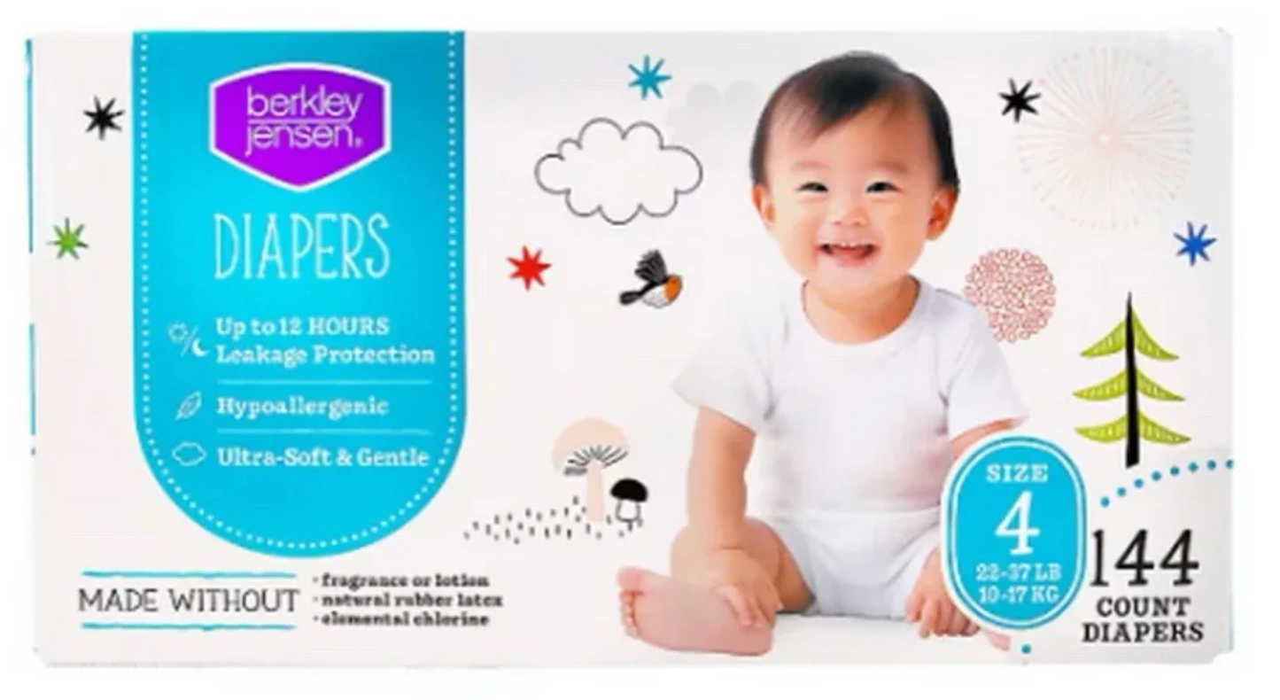 Berkley Jensen Ultra-Soft Baby Diapers Bulk Box - Choose Size 2-7