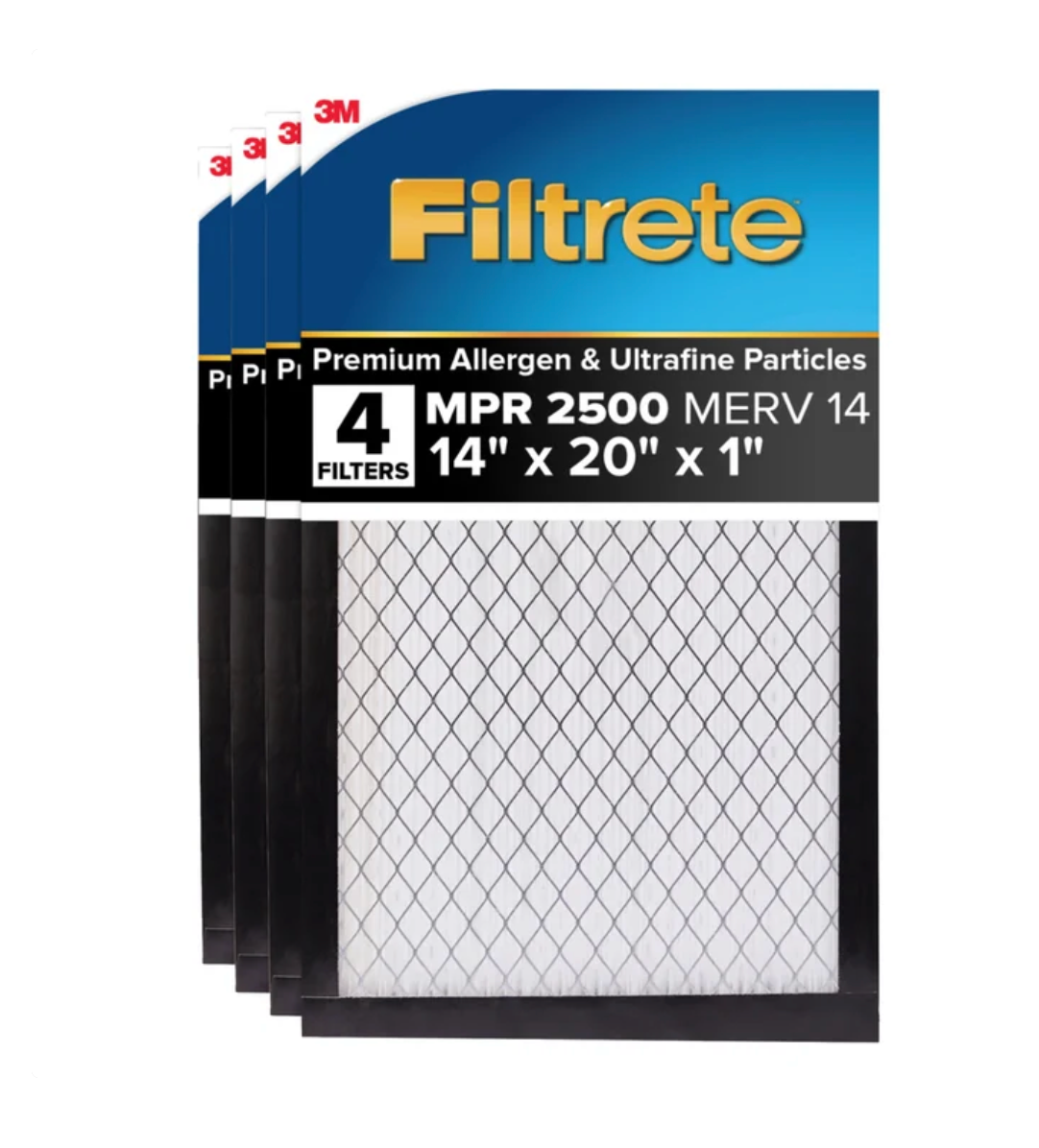3M Filtrete 2500 MPR Premium Air Filters, MERV 14 (4-Pack)