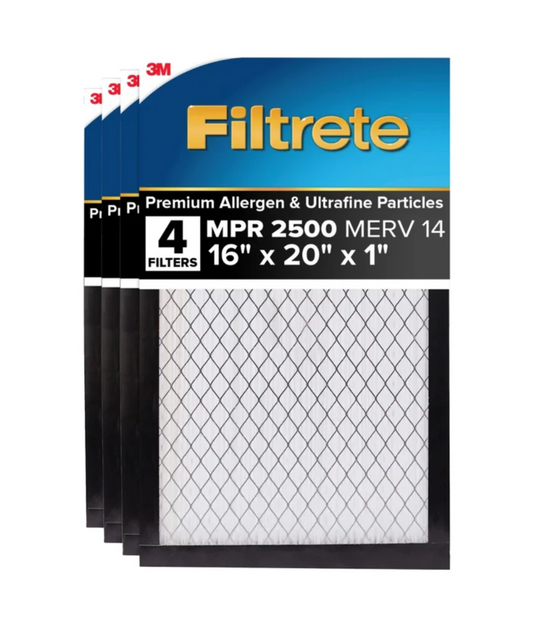 3M Filtrete 2500 MPR Premium Air Filters, MERV 14 (4-Pack)