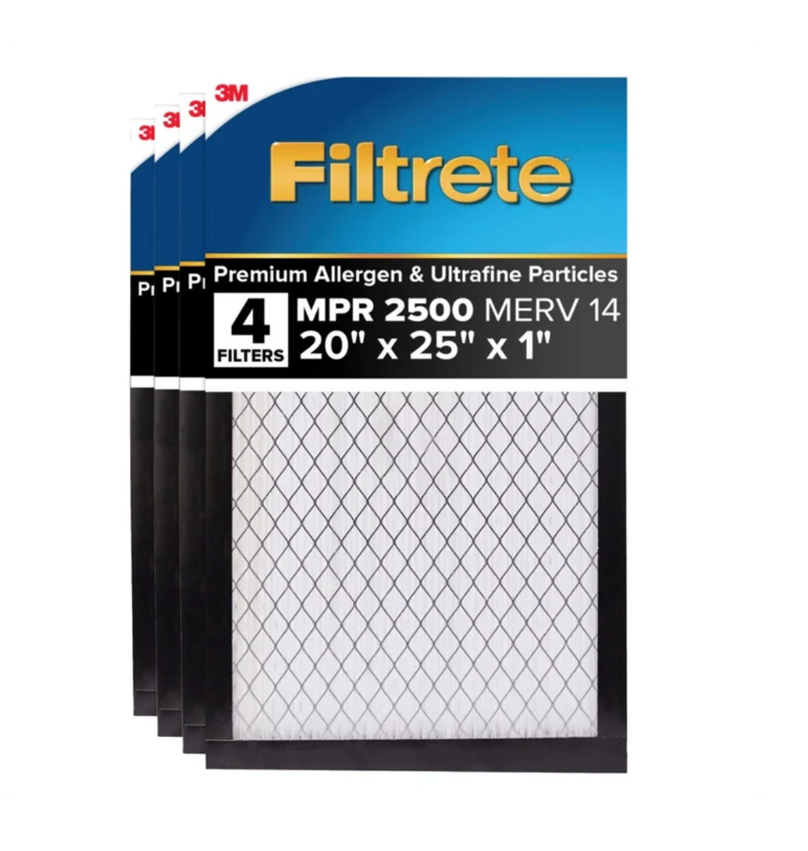 3M Filtrete 2500 MPR Premium Air Filters, MERV 14 (4-Pack)