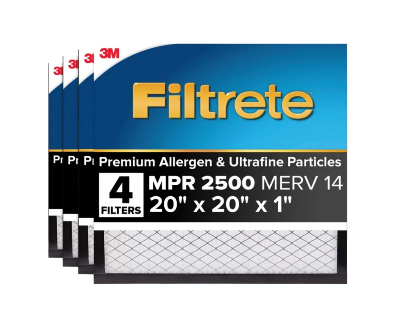 3M Filtrete 2500 MPR Premium Air Filters, MERV 14 (4-Pack)
