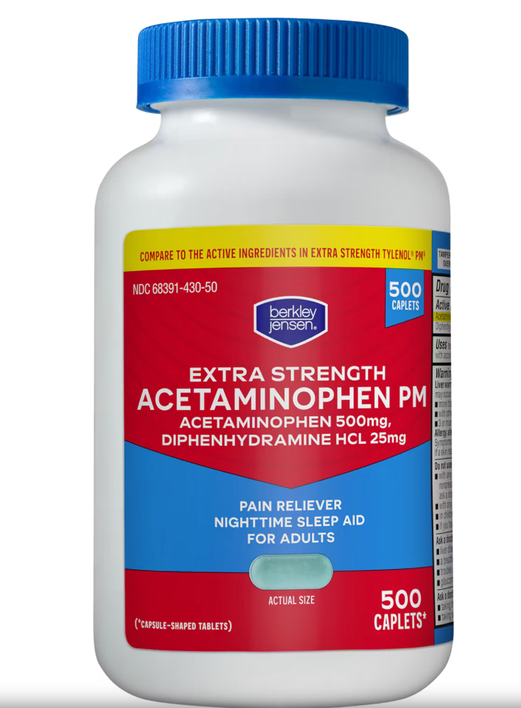 Berkley Jensen Extra Strength Acetaminophen PM Caplets, 500 ct.
