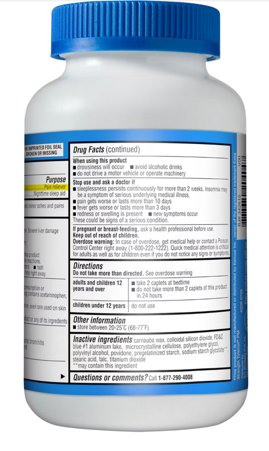 Berkley Jensen Extra Strength Acetaminophen PM Caplets, 500 ct.