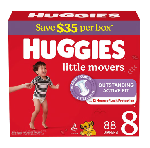 Huggies Little Snugglers & Little Movers Baby Diapers,  Sizes 1-8