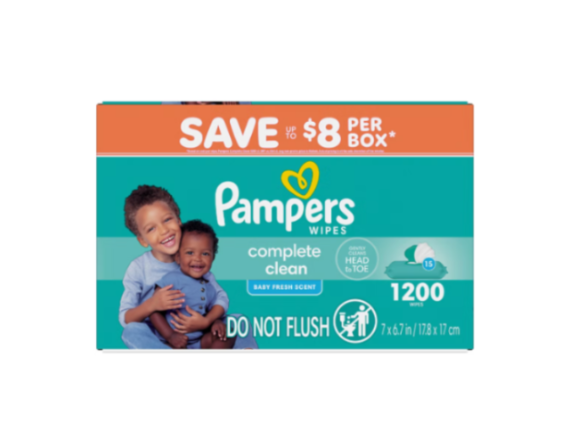 Pampers Baby Clean Wipes, Fresh Scent, 1,200 Wipes (15 Packs)