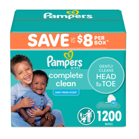 Pampers Baby Clean Wipes, Fresh Scent, 1,200 Wipes (15 Packs)