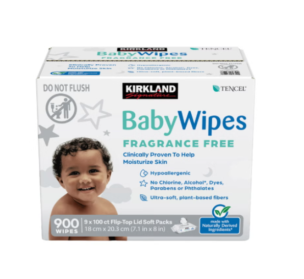 Kirkland Signature Baby Wipes, Fragrance Free, 900 Wipes